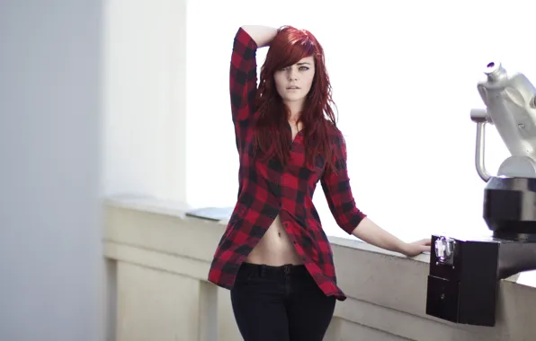 Girl, woman, model, redhead, female, shirt, flannel, Kayla Marie