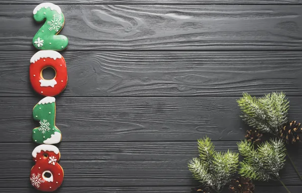 Spruce, cookies, tsyfry, the new year 2018