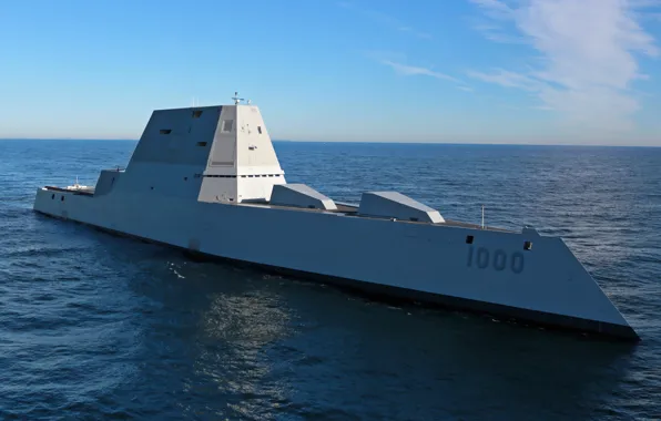 Picture weapons, Atlantic Ocean, USS Zumwalt (DDG 1000), multimission ship