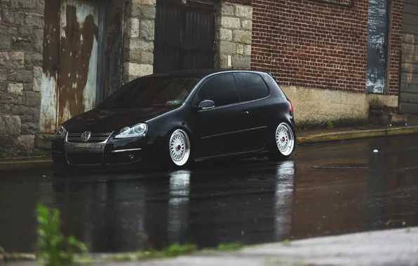 Black, volkswagen, Golf, golf, Black, Volkswagen, stance, MK5