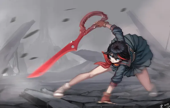 Girl, stones, sword, art, stand, kill la kill, matoi ryuuko, douyougen