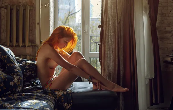 Girl, interior, redhead, items, Dmitry Plekhanov