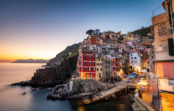 Sea, the city, wall, shore, coast, building, home, Italy