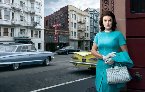 Auto, the city, retro, woman, Cadillac, Chevrolet, Impala, Stories