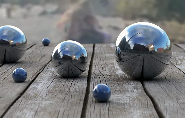 Picture metal, reflection, balls, Board