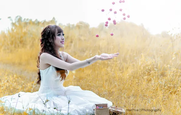 Picture girl, background, Asian