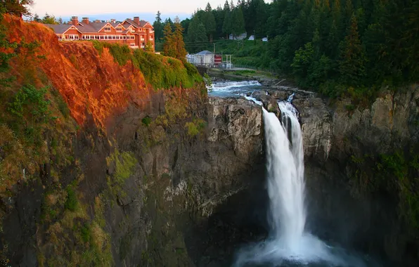 Waterfall, USA, Washington, Snoqualmie Falls, Snoqualmie, King County