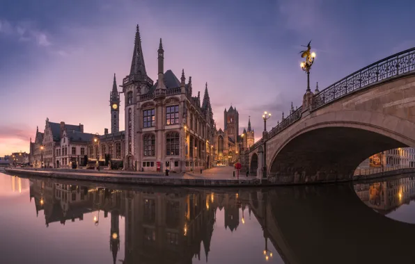 Picture morning, Belgium, reflection, Gent