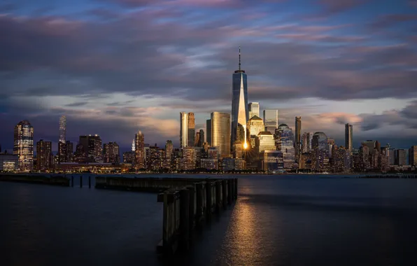 Picture dawn, morning, USA, New Jersey, Hoboken