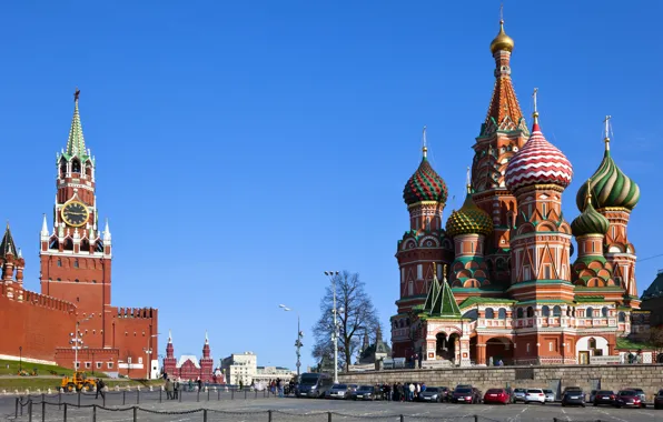Picture city, area, Moscow, The Kremlin, St. Basil's Cathedral, Russia, Russia, Moscow