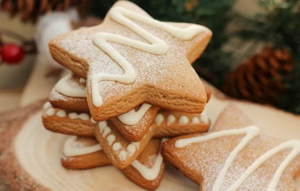 Winter, macro, holiday, cookies, Christmas, New year, stack, bump