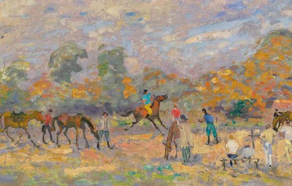 Picture, horse, genre, Andre Hamburg, Andre Hambourg, The Lesson Of The Canter