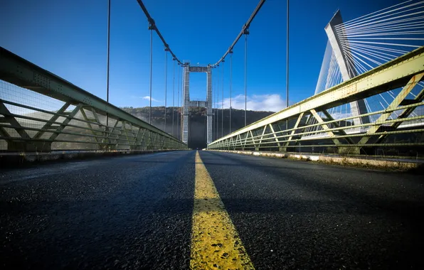 Road, landscape, bridge