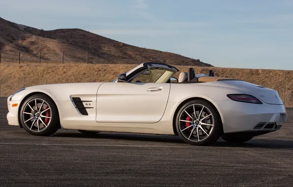 Roadster, Mercedes-Benz, car, side view, Mercedes, AMG, SLS