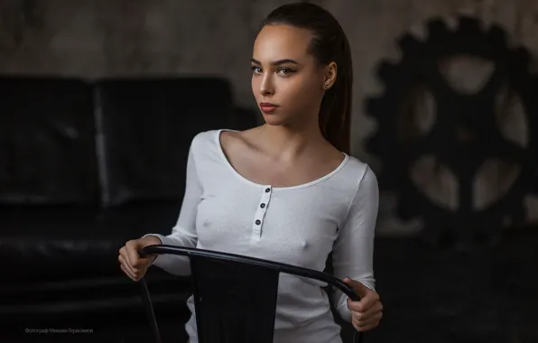 Look, girl, photographer, nipples, blouse, Mikhail Gerasimov
