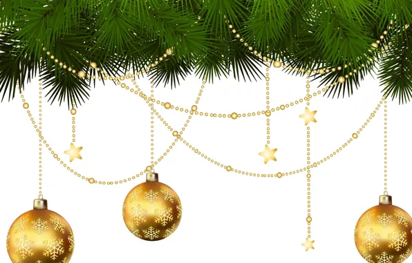 Branches, balls, garland