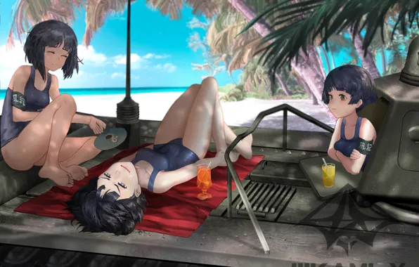 Beach, Girls, Cocktail, Summer, Tank, Girls And Panzer