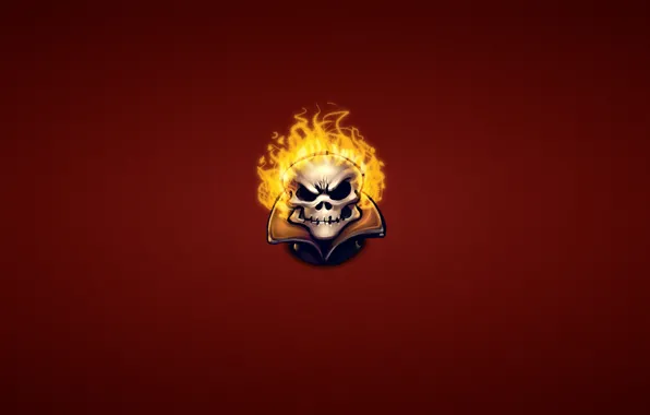 Fire, skull, minimalism, head, skeleton, Ghost Rider, Ghost rider