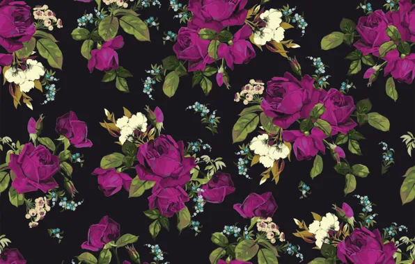 Flowers, background, roses, texture, rose, print, pattern, floral
