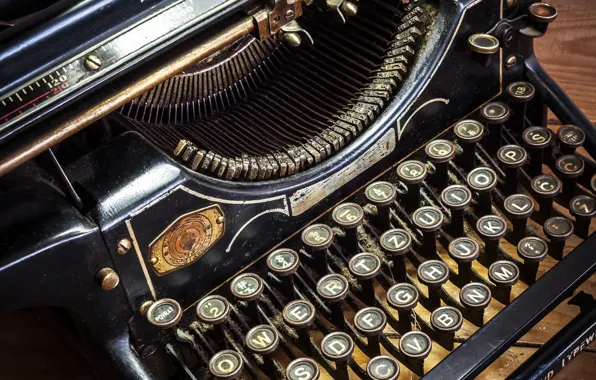 Picture metal, black, typewriter