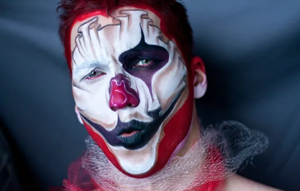 Face, style, background, clown, makeup, Ivan Klyuchko, Valeria Malinowska