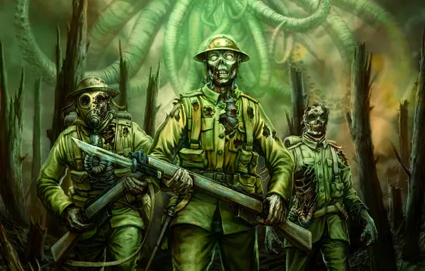 Picture zombies, soldiers, Call of Cthulhu, The Wasted Land