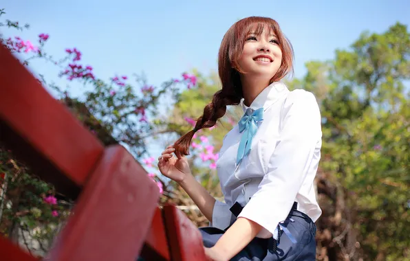 Girl, face, smile, mood, hair