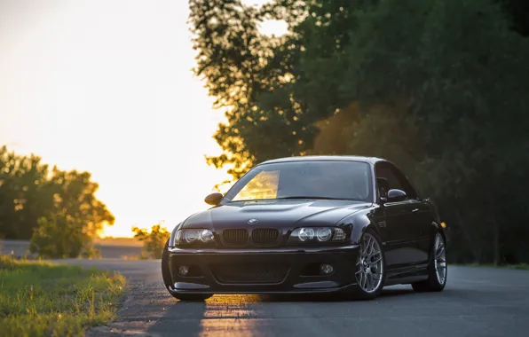 BMW, Classic, Black, Sunset, E46, Evening