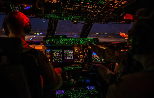 Picture Backlight, Galaxy, USAF, Pilot, C-5 Galaxy, Cockpit, C-5M Super Galaxy