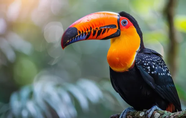 Look, bird, portrait, Toucan, bokeh, AI art, neural network