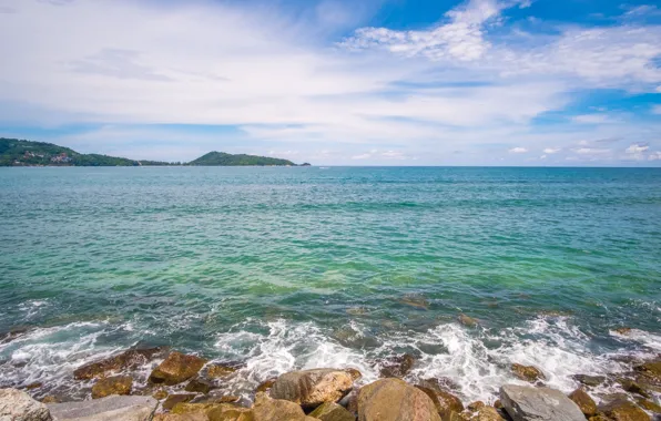 Sand, sea, wave, beach, summer, stones, shore, summer