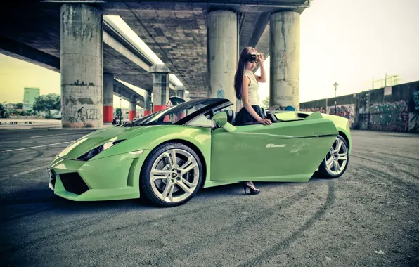 Girl, Gallardo, Model, Green, Lambo