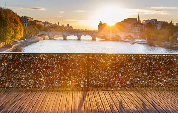 Bridge, city, river, Paris, Paris, love, river, france