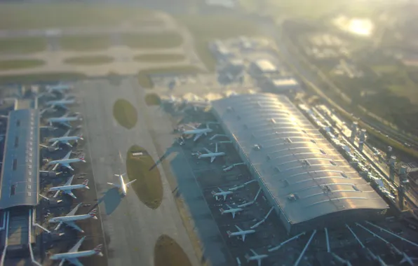 Aircraft, airport, tilt shift