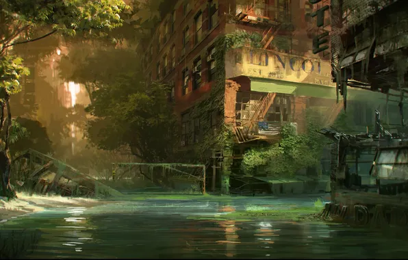 The city, Apocalypse, the building, swamp, Crysis 3