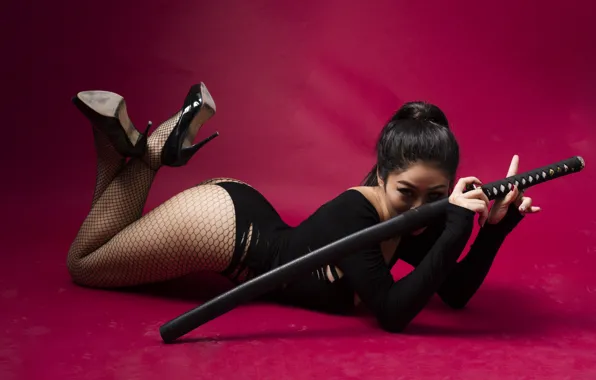 Picture girl, background, sword