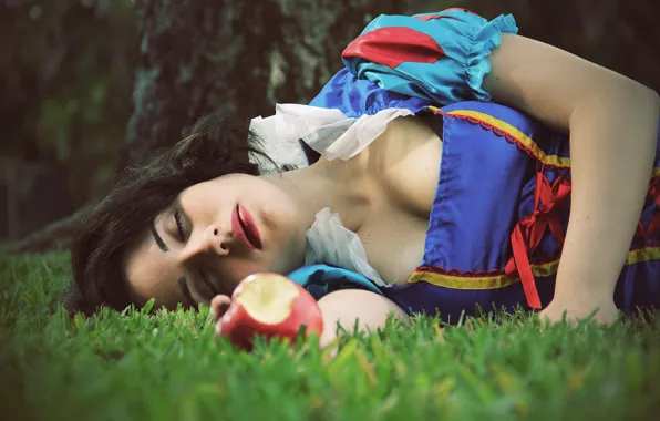 Girl, apples, the situation