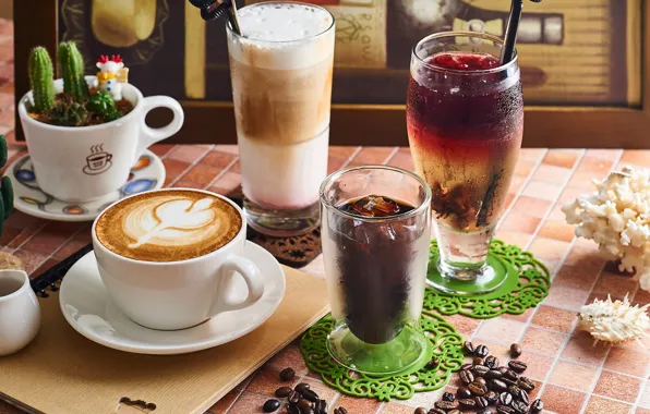 Coffee, glasses, drinks, cuts