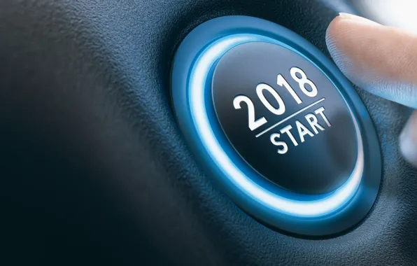 New year, finger, button, start, 2018