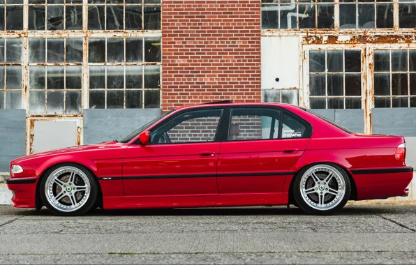 BMW, RED, 7-Series, E38