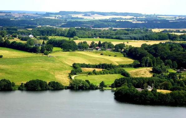 Picture Lake, Panorama, Denmark, Village, Field, Landscape, Landscape, Village