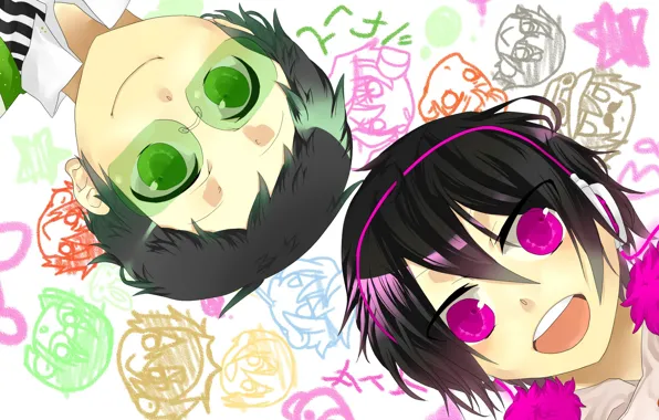 Face, drawings, guys, Durarara, Durarara, Of Izaya Orihara, Mikado Ryugamine