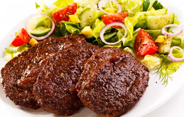 Picture food, meat, vegetables, cutlet