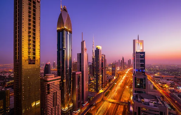 The city, lights, home, the evening, excerpt, Dubai, Dubai, UAE
