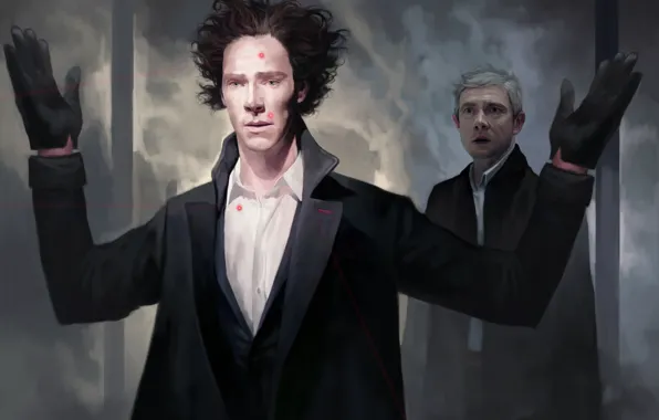 Hair, hands, art, Sherlock Holmes, detective, BBC, Benedict Cumberbatch, Sherlock