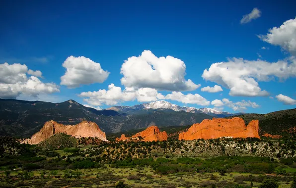 The sky, clouds, mountains, rocks, Colorado, USA, Colorado Springs