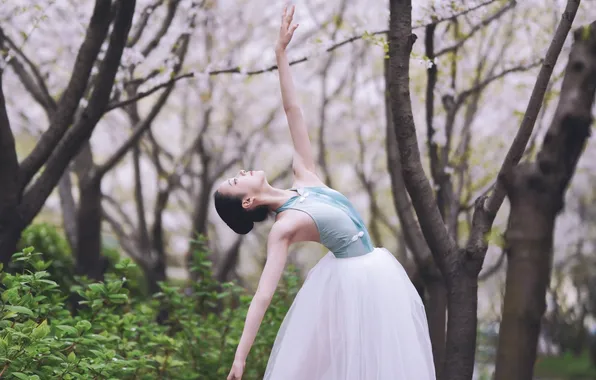 Beautiful, Asian, Model, Flowers, Street, Dance, Woman, Cute