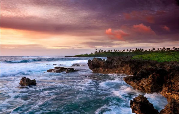 Picture the sky, clouds, the ocean, coast, Cook Islands, Avarua, Rarotonga