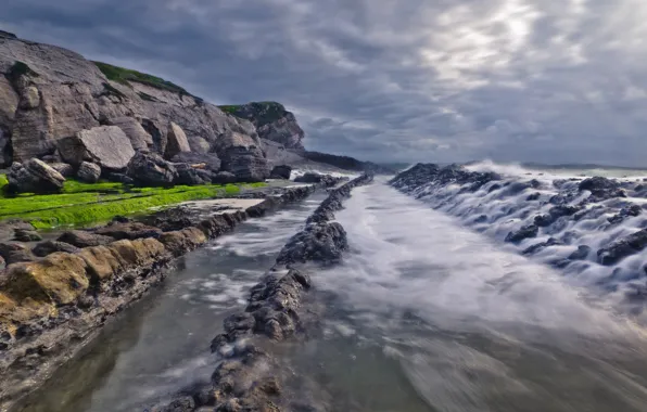 Sea, wave, the sky, rocks
