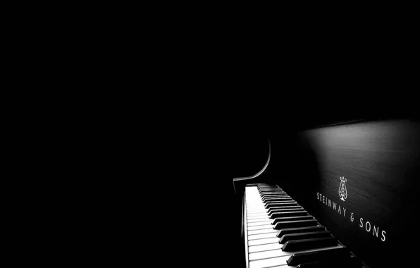 Picture piano, keys, black and white